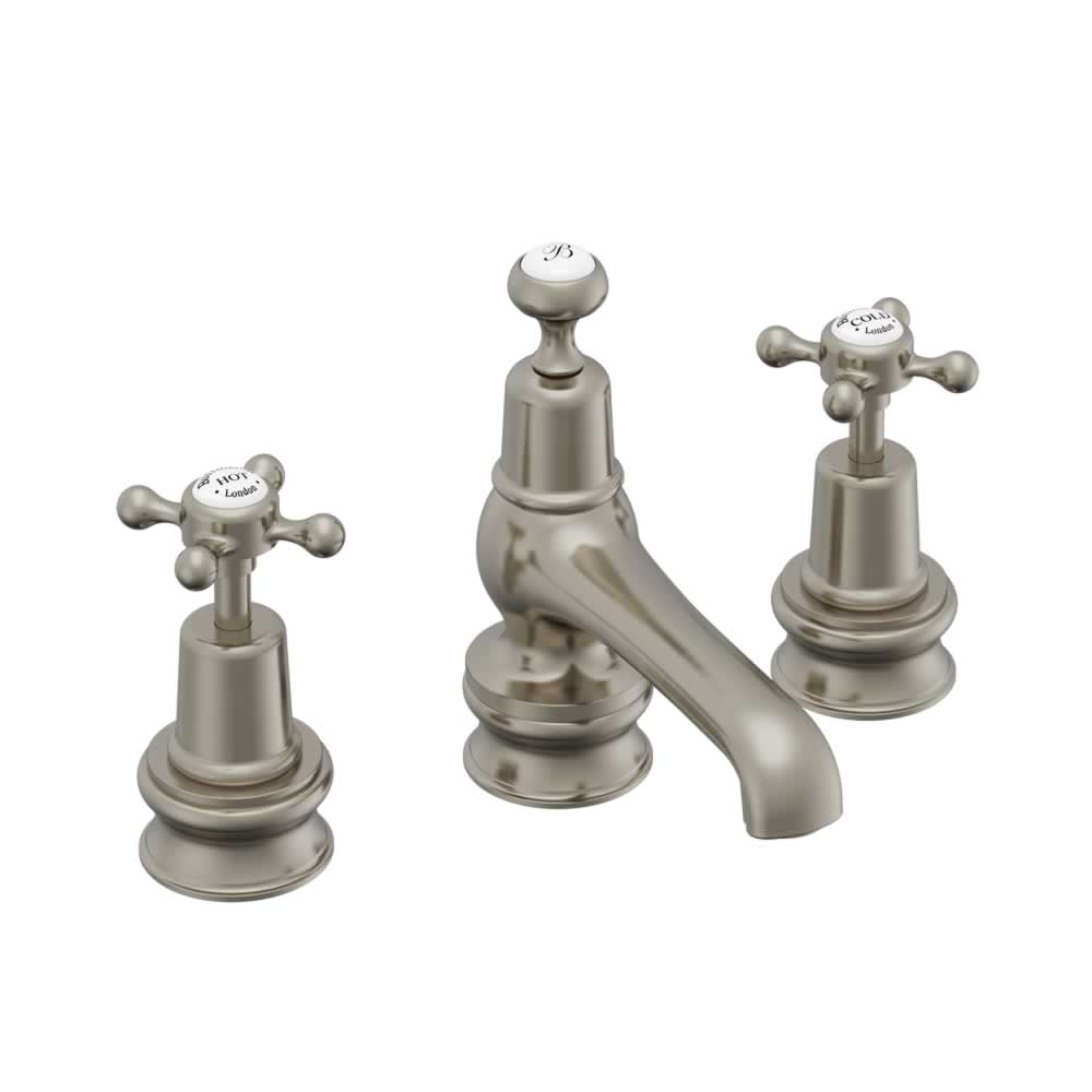 Claremont Regent 3 tap hole mixer with pop up waste  brushed nickel